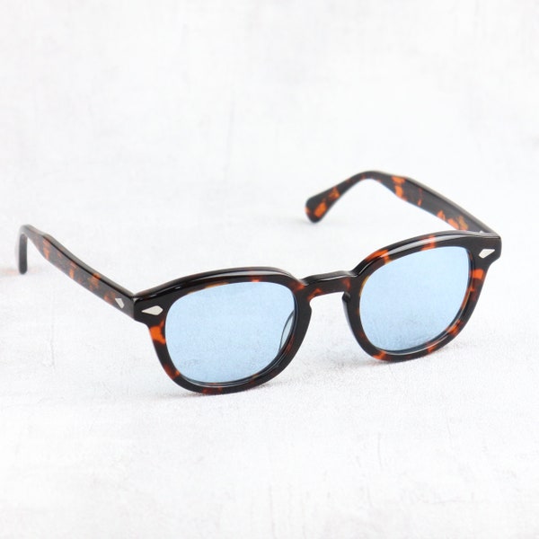 Tart Arnel Johnny Depp Style Sunglasses 44 or 46 Horn Rim Tortoise Blue Lenses Arnel Style