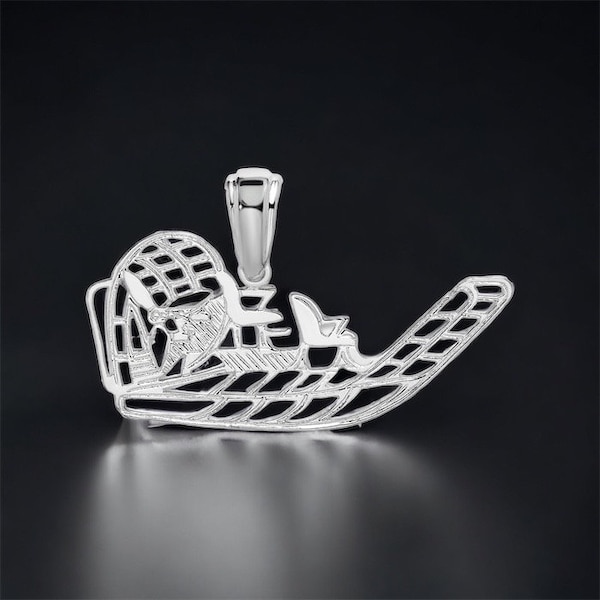 Million Charms 925 Sterling Silver Nautical Transportation Boat Charm Pendant, Flat Cut-out Airboat Gift for Dad Father's Day Birthday sport
