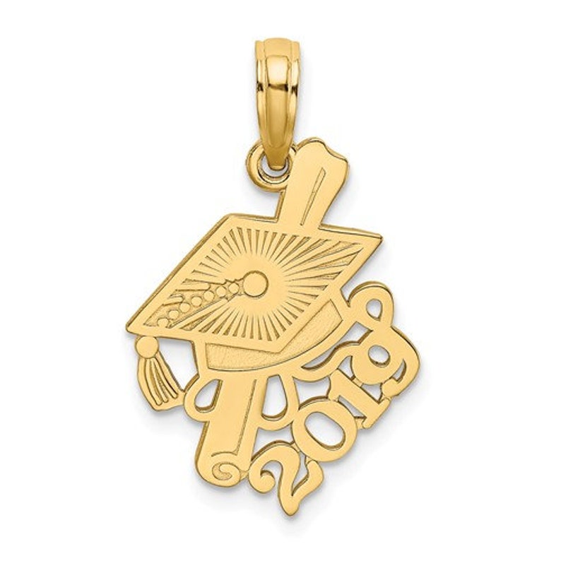 14K Yellow Gold Polished Graduation 2019 Small Charm Pendant