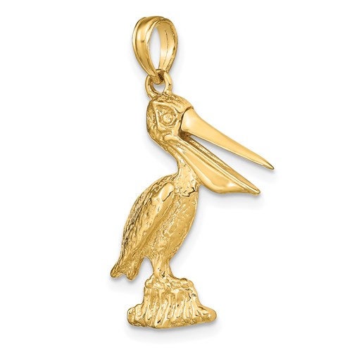14k Yellow Gold 3-D PELICAN FLYING Charm