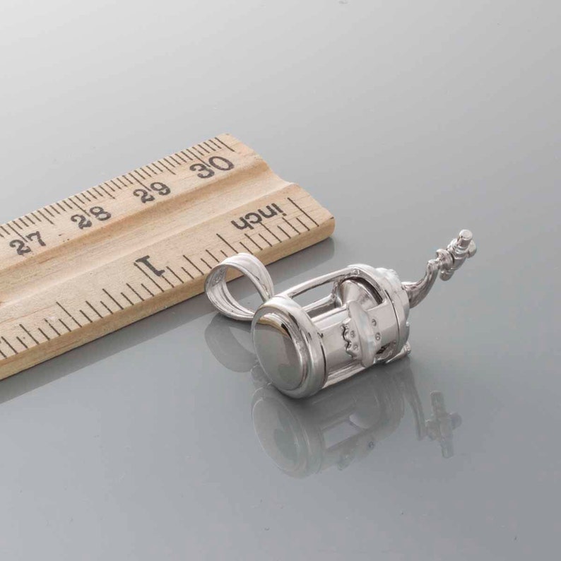 Fishing Reel Charm 925 Sterling Silver Nautical 3D Fishing Etsy