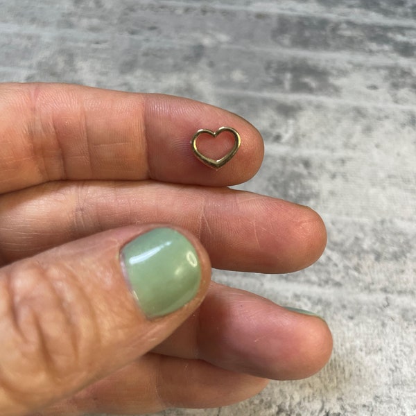 14k or 10k Mini Tiny Dainty Floating Heart Charm, choose  yellow, white or rose gold solid genuine gold necklace pendant gift for girl wife