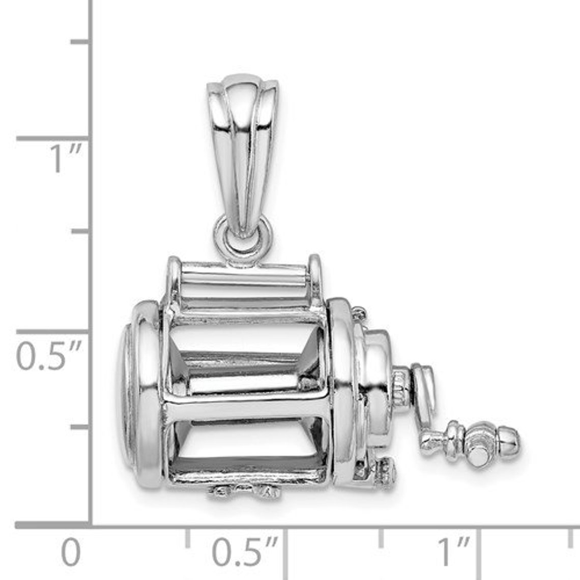 Fishing Reel Charm 925 Sterling Silver Nautical 3D Fishing Etsy