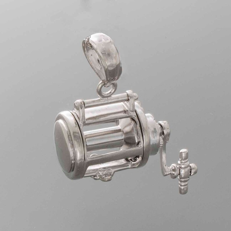 Fishing Reel Charm 925 Sterling Silver Nautical 3D Fishing Etsy