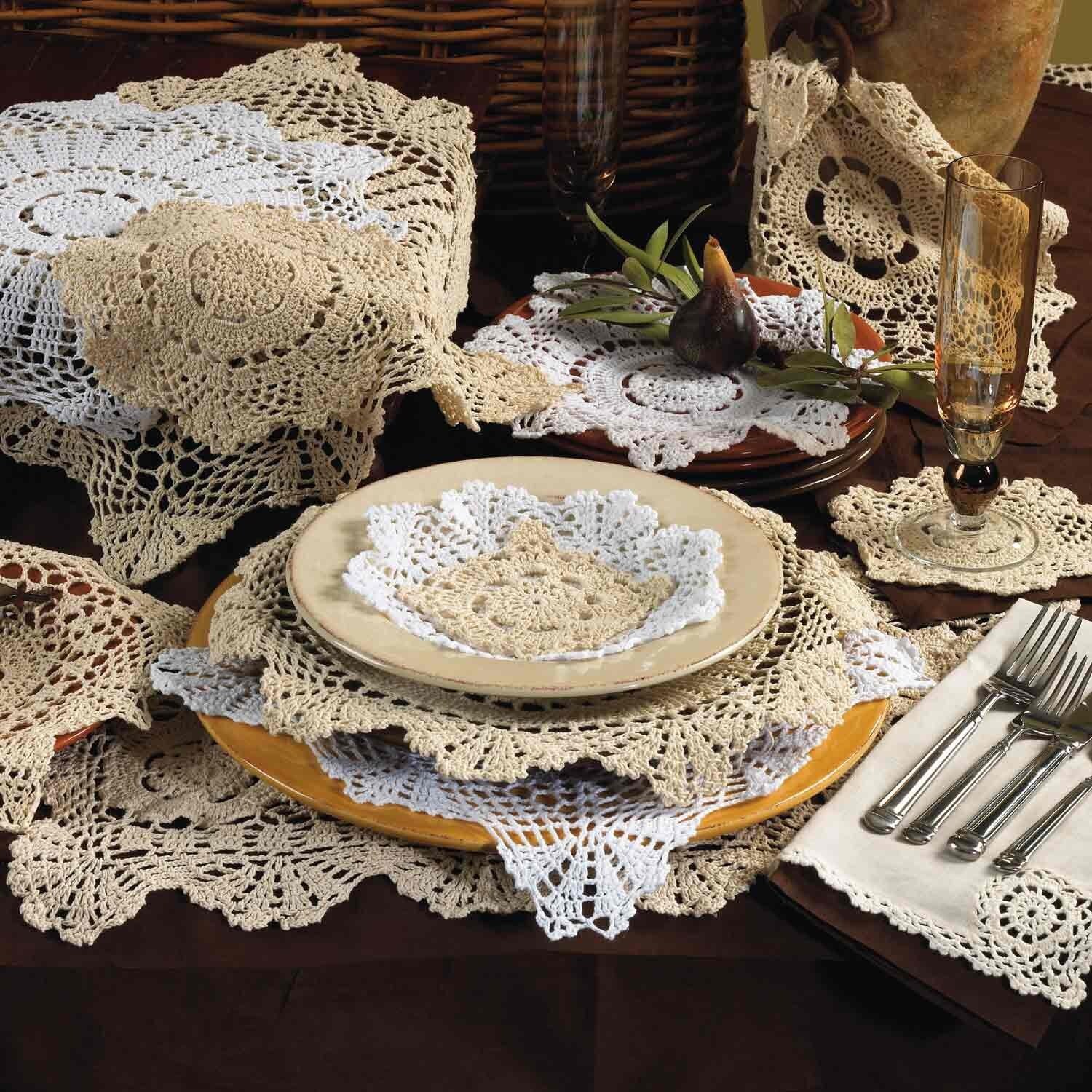 16 Round Crochet Lace Doily, 100 Cotton, Handmade, Imported set of 4