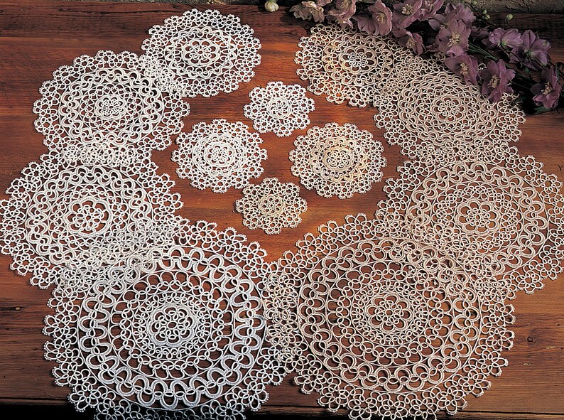 Round Shaped Tatting Lace Doily, Available in Ecru or White, Sizes