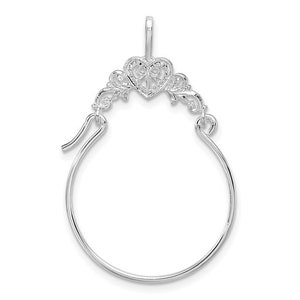 Million Charms 925 Sterling Silver Celestial Keepsake Charm Holder Pendant, Heart with Scroll