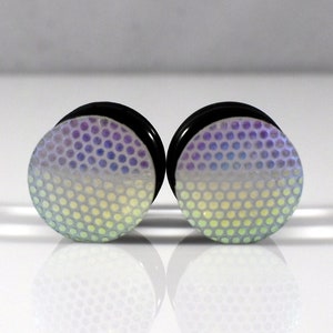 Plugs - 4g, 2g, 0g, and 00g - AB Rainbow Finish Mesh Pattern Plugs