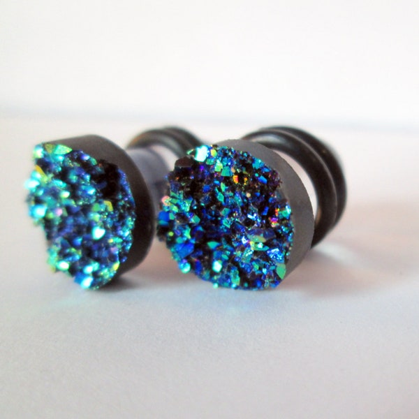 Plugs - Blue Sparkle Druzy 2g, 0g, and 00g
