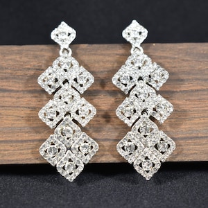 Plugs - Dangle Pave Squares Rhinestone Encrusted Dangle 4g and 2g