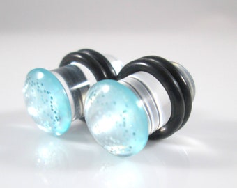 Plugs - Light Blue Glitter Gel Drop 4g, 2g, and 0g