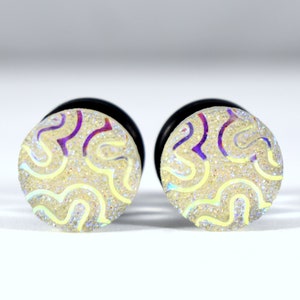 Gauges - Plug Earrings - White Ivory Sparkle Druzy 4g, 2g, and 0g