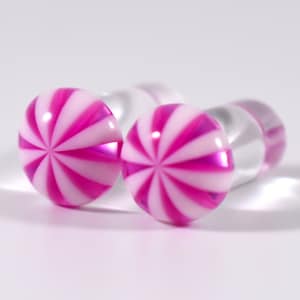 Gauges - Pink and White Pinwheel 4g and 2g