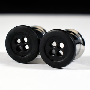 Jauges - Bouton noir mat 0 g, 00 g, 7/16 po. et 1/2 po.