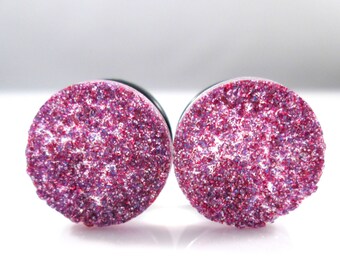 Freiheit - Plug Ohrringe - Metallic Pink Druzy - 7/16 Zoll, 1/2 Zoll, 9/16 Zoll und 5/8 Zoll
