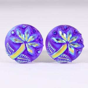 Plugs - Plug Earrings - Purple Violet Palm Tree Plugs - 4g, 2g, and 0g