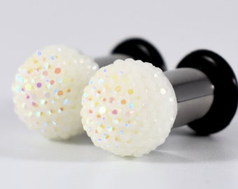 Plugs - White Sparkle Snow Ball Disco Ball 4g & 2g