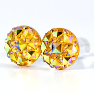 Plugs - Yellow Geometric Sparkle Druzy 4g, 2g, 0g