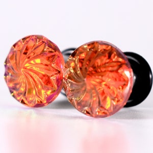 Gauges - Red Orange Swirl Cone Plugs -  2g, 0g, and 00g