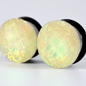 Plugs - Cream Light Yellow Foil Galaxy 3/4 in, 7/8 in, and 1 inch