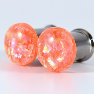 Plugs - Orange Holographic Foil Flake 2g, 0g, and 00g