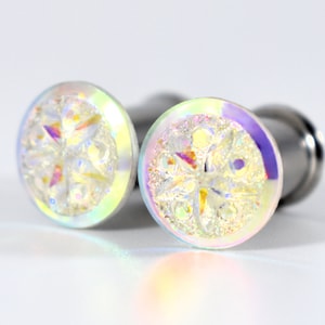 Gauges - Plug Earrings - White Clear Star Flower 4g, 2g, and 0g