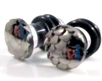 Plug Earrings - Gauges - Dark Grey, Charcoal, Mermaid Scales 4g, 2g, 0g, 00g, 7/16" and 1/2"