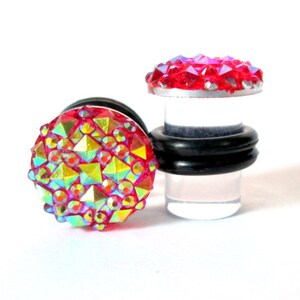 Wtyczki - Burnt Red Geometric Sparkle Druzy 2g, 0g i 00g