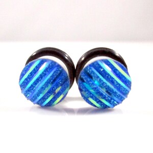 Plugs - Dark Blue Retro Stripe 2g, 0g, and 00g