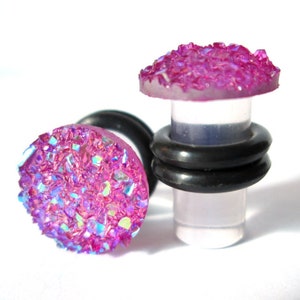 Plugs - Pretty Purple Sparkle Druzy 4g, 2g, and 0g