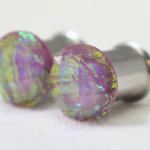 Plug Earrings - Light Purple Holographic Foil Plugs - 2g, 0g, and 00g