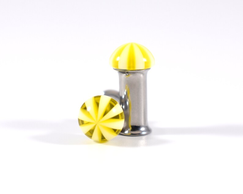 Gauges Yellow and White Pinwheel Plugs 4g and 2g Etsy