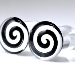 Medidores - Plugues de redemoinho preto e branco - 2g, 0g e 00g