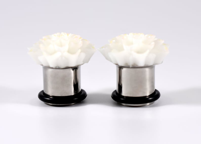 716 in Plug Earrings White AB Rainbow Finish Plugs Plugs and 12 in 00g