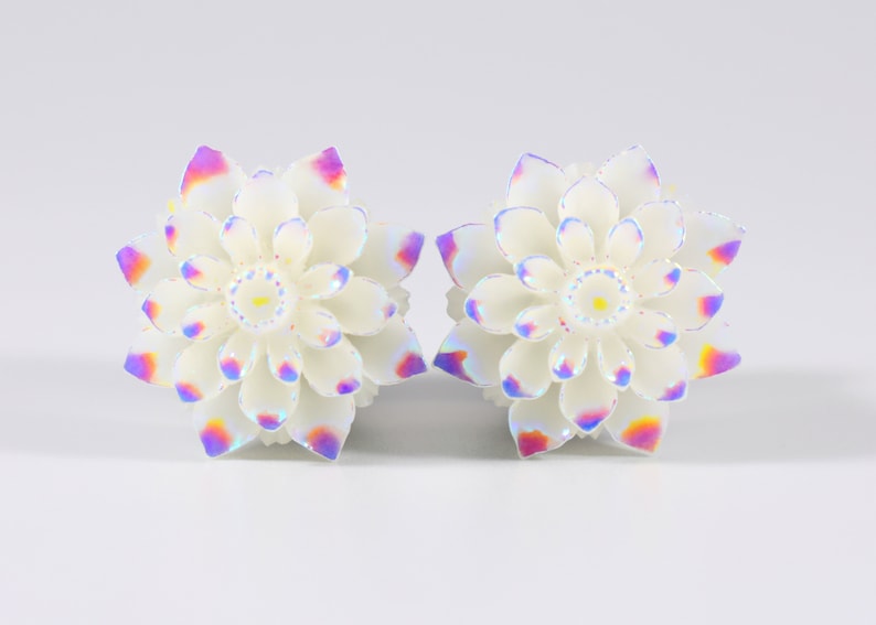 Plugs Plug Earrings 00g 7/16 In and 1/2 in White AB Etsy