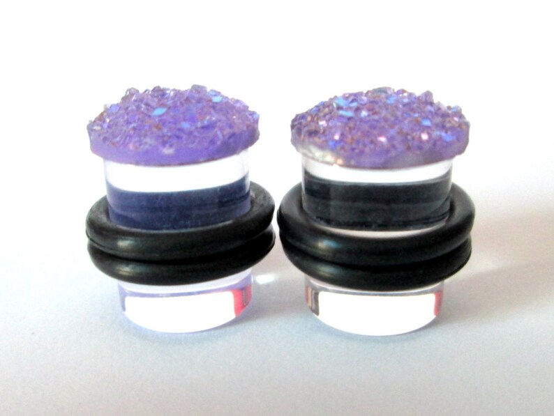 Plugs Lavender Purple Sparkle Druzy 2g 0g and 00g Etsy