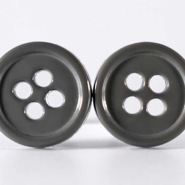 Plugs - Charcoal Dark Grey Button Plugs - 2g, 0g, and 00g.