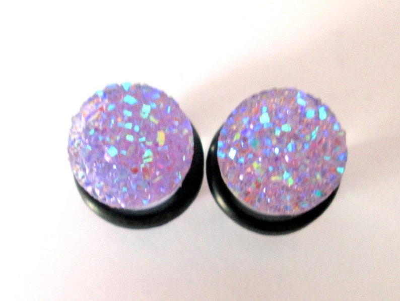 Plugs Lavender Purple Sparkle Druzy 2g 0g and 00g Etsy