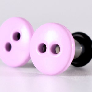 Gauges - Plug Earrings - Pink Purple Lilac Button Plugs - 4g, 2g, and 0g