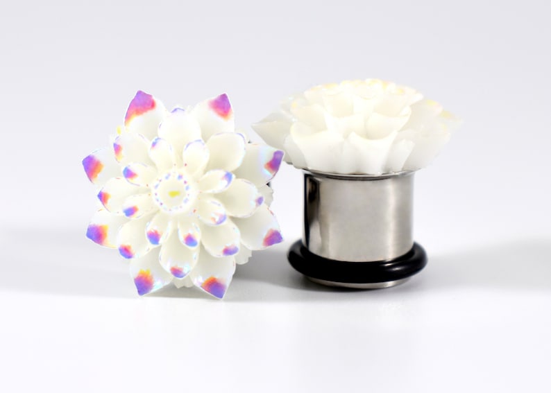 Plugs Plug Earrings 00g 7/16 In and 1/2 in White AB Etsy