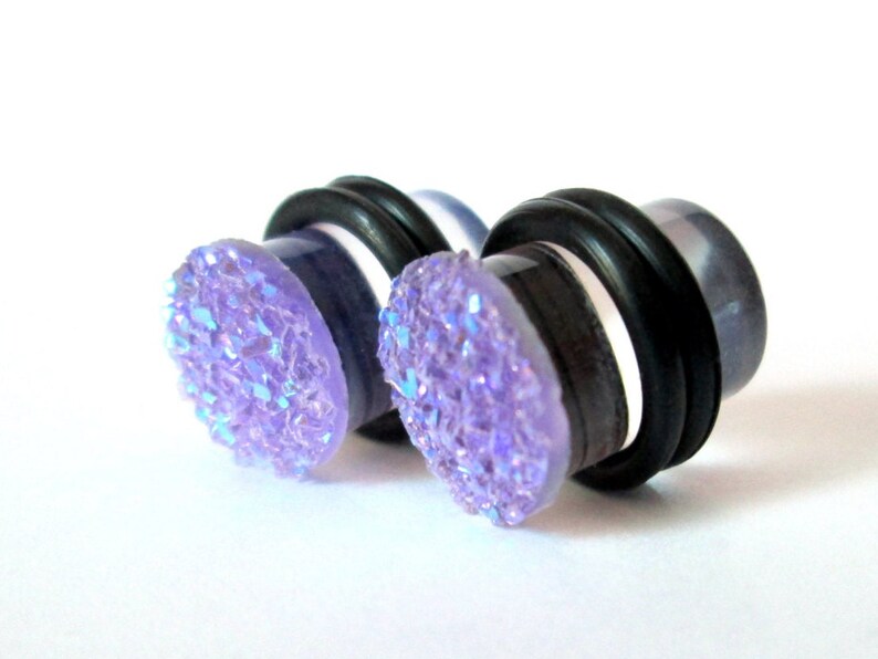 Plugs Lavender Purple Sparkle Druzy 2g 0g and 00g Etsy