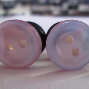 Plugs - Clearance Sale - Pale Purple or Pale Blue Button 2g, 0g, and 00g