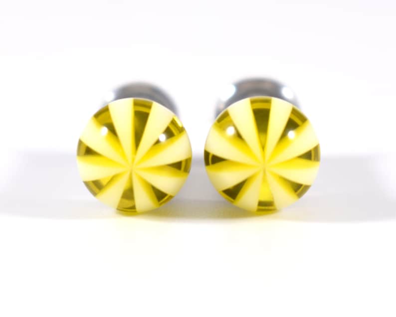 Gauges Yellow and White Pinwheel Plugs 4g and 2g Etsy