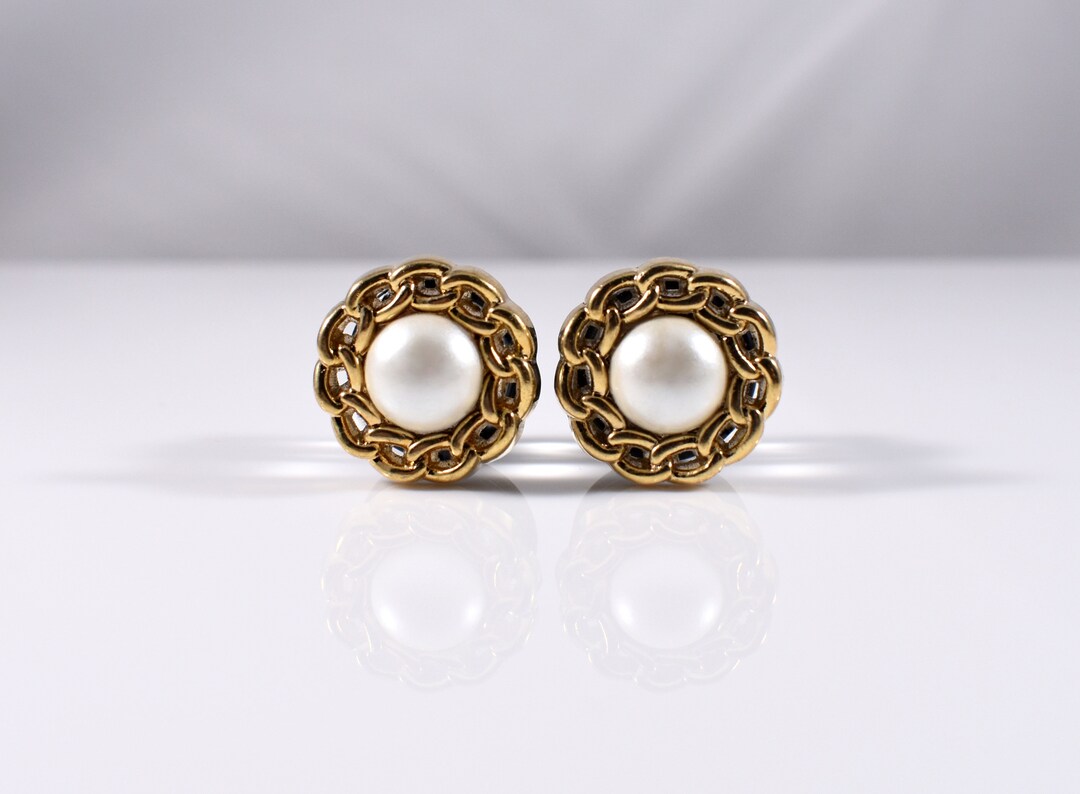 Plug Earrings Gold Chain Fancy Plugs With Pearl Centers Etsy
