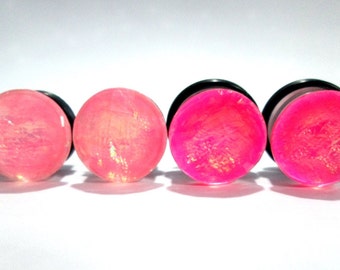 Pinke facettierte Folien Ohrstecker: 9/16 oder 5/8 Zoll Anzeigegeräte