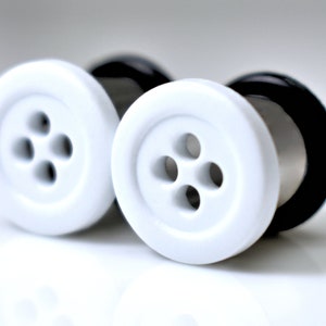 Gauges - Matte White Button Plugs - 0g, 00g, 7/16 in, and 1/2 in