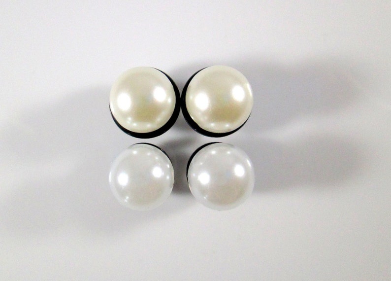 Plug Earrings Ivory or White Pearl Plugs for Stretched Ears Etsy