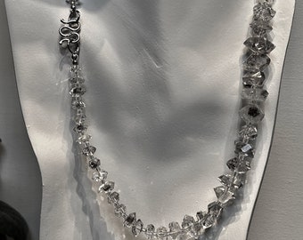 Herkimer Diamond Quartz Necklace | Sterling Silver Clasp, Natural Inclusions