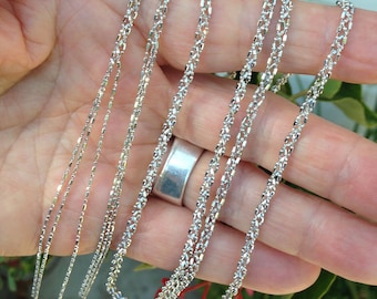 Woven Lariat / 14K White Gold / Multi-Chain Braided / Sparkling Facets /  Unique Lariat Necklace / Braided 14K Chain / Elegant Simplicity