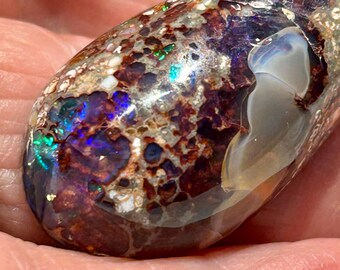 Boulder Matrix Opal | Pear Pendant Gem with Vivid Multicolor Fire | Natural Collecter Stone